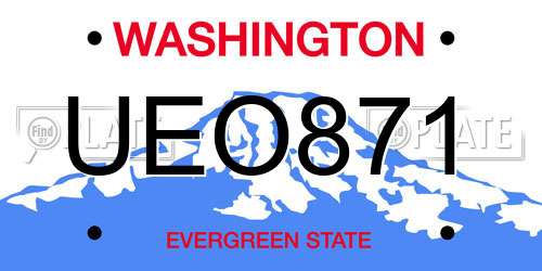 UEO871 Washington License Plate