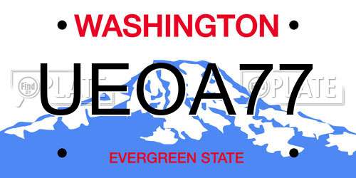 UEOA77 Washington License Plate