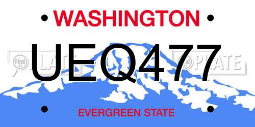 UEQ477 Washington License Plate