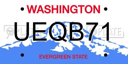UEQB71 Washington License Plate