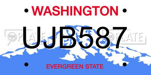 UJB587 Washington License Plate