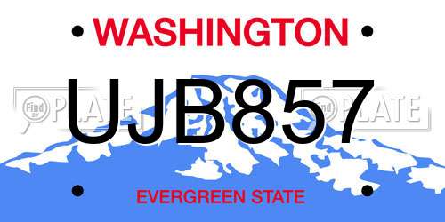 UJB857 Washington License Plate