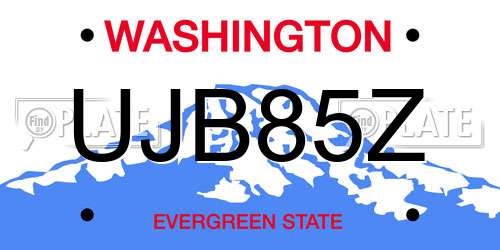UJB85Z Washington License Plate