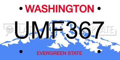 UMF367 Washington License Plate