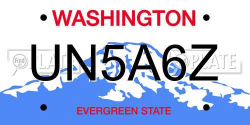 UN5A6Z Washington License Plate