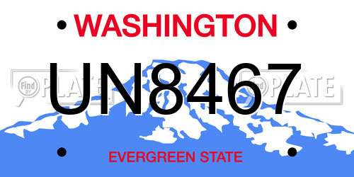 UN8467 Washington License Plate