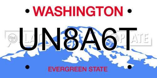 UN8A6T Washington License Plate