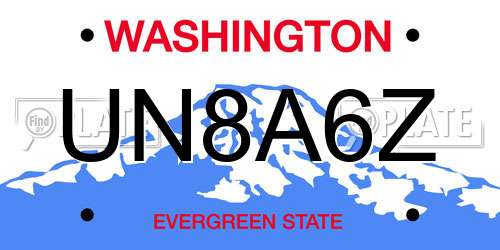 UN8A6Z Washington License Plate