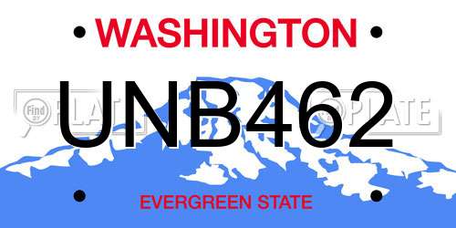 UNB462 Washington License Plate