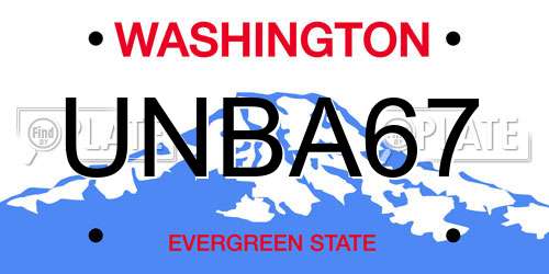 UNBA67 Washington License Plate
