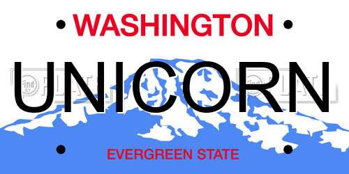 UNICORN Washington License Plate