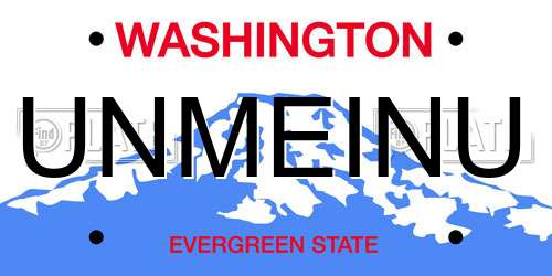 UNMEINU Washington License Plate