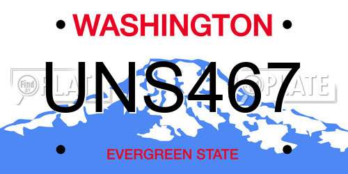 UNS467 Washington License Plate