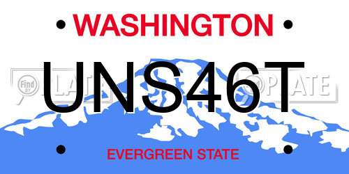 UNS46T Washington License Plate