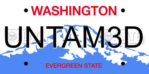 UNTAM3D Washington License Plate