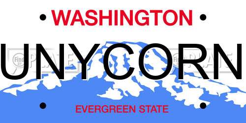 UNYCORN Washington License Plate