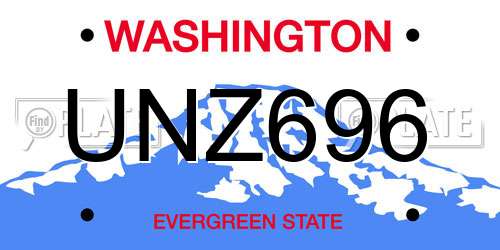 UNZ696 Washington License Plate