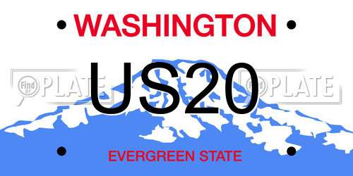 US20 Washington License Plate