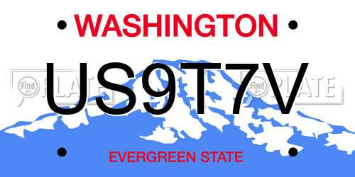 US9T7V Washington License Plate