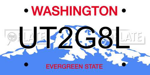 UT2G8L Washington License Plate