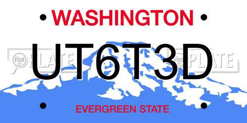 UT6T3D Washington License Plate