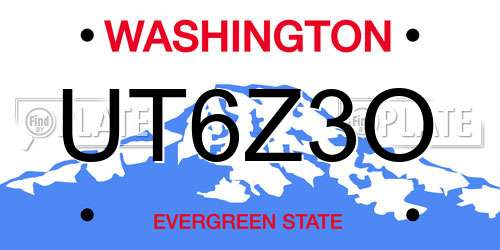 UT6Z3O Washington License Plate