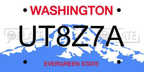 UT8Z7A Washington License Plate