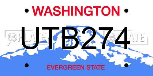 UTB274 Washington License Plate
