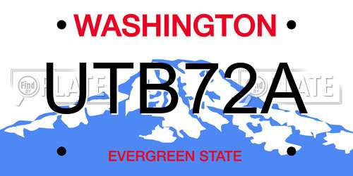 UTB72A Washington License Plate