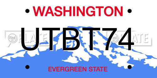 UTBT74 Washington License Plate