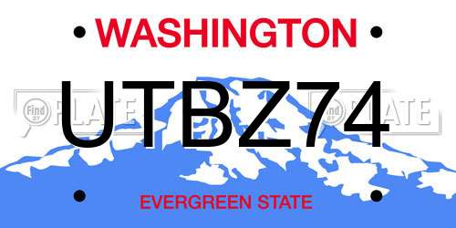 UTBZ74 Washington License Plate