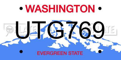 UTG769 Washington License Plate