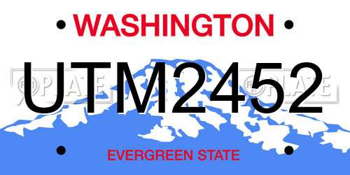 UTM2452 Washington License Plate