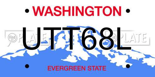 UTT68L Washington License Plate