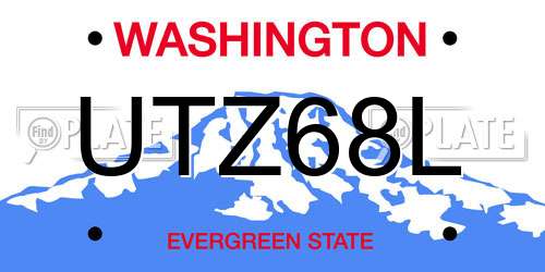 UTZ68L Washington License Plate