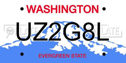 UZ2G8L Washington License Plate