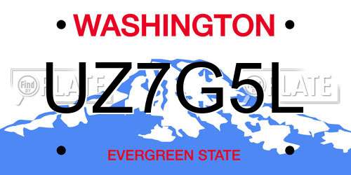UZ7G5L Washington License Plate