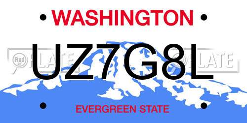 UZ7G8L Washington License Plate