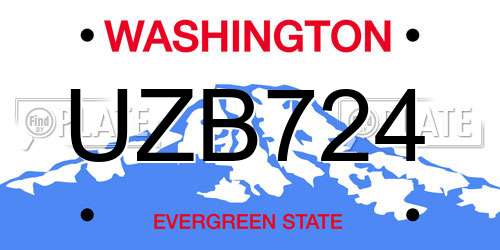 UZB724 Washington License Plate
