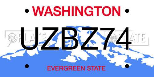 UZBZ74 Washington License Plate