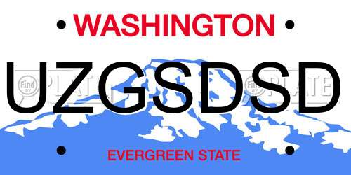 UZGSDSD Washington License Plate