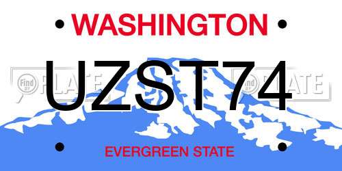 UZST74 Washington License Plate