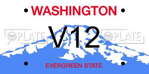 V12 Washington License Plate