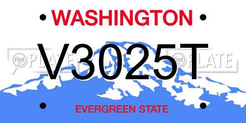 V3025T Washington License Plate