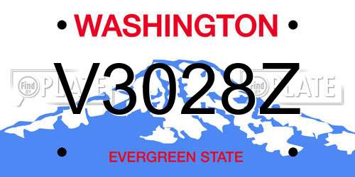 V3028Z Washington License Plate
