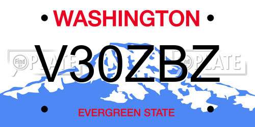 V30ZBZ Washington License Plate