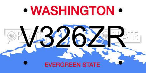 V326ZR Washington License Plate