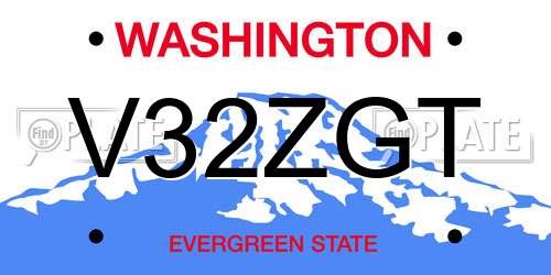 V32ZGT Washington License Plate