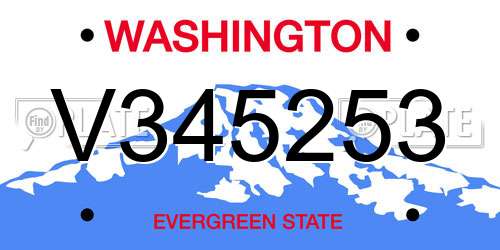 V345253 Washington License Plate