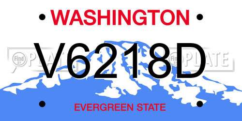 V6218D Washington License Plate